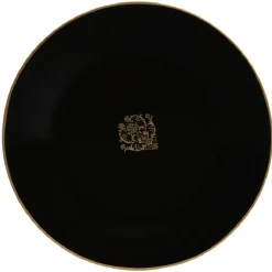 Gifi Assiette à dessert noire design médaillon doré