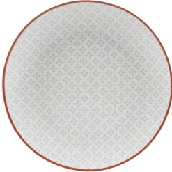 Gifi Assiette à dessert Oreige décor trèfles à bord rouge x4