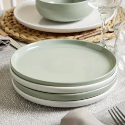 Gifi Assiette à dessert Oslo en grès vert Ø20cm