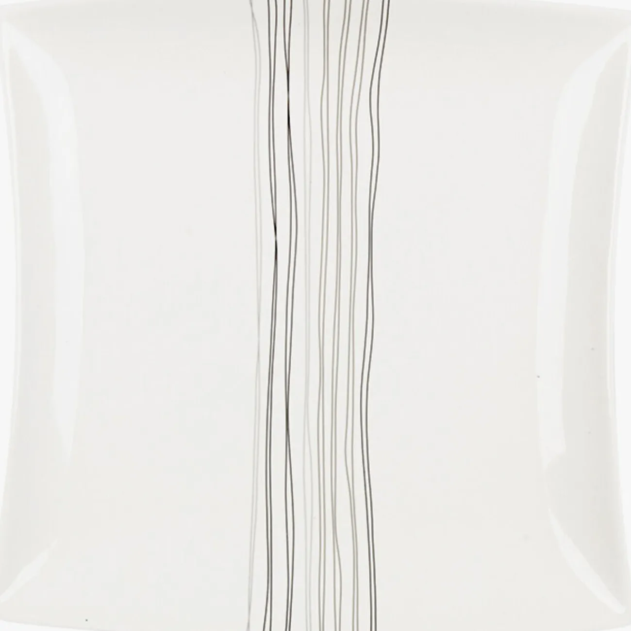 Gifi Assiette à dessert porcelaine blanche lignes grises