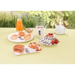 Gifi Assiette à dessert porcelaine blanche style tropical ananas