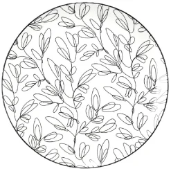 Gifi Assiette à dessert porcelaine motif feuillage noir blanc Ø19xH2cm