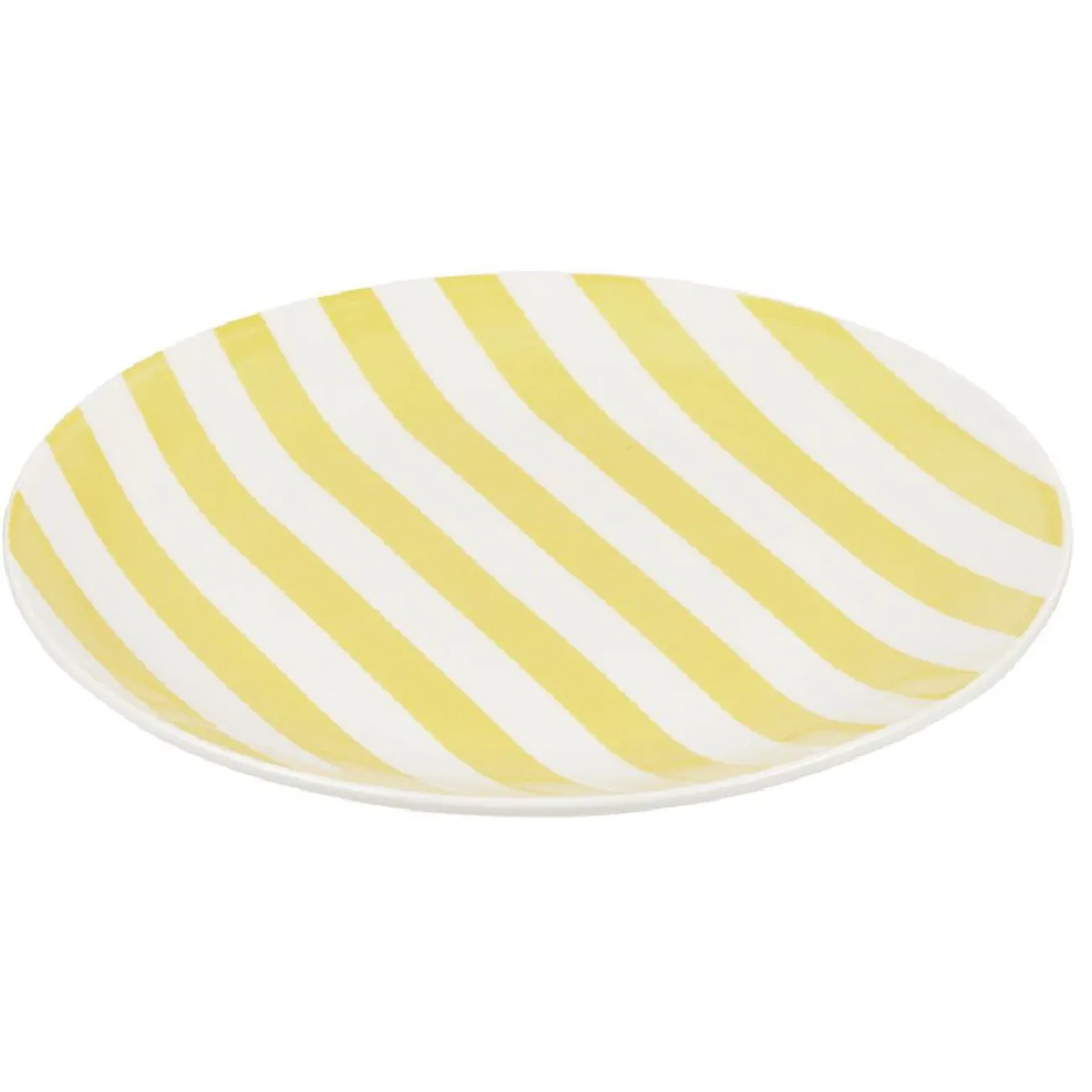 Gifi Assiette à dessert porcelaine rayure bicolore Ø16cm
