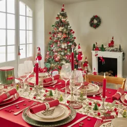 Gifi Assiette à dessert porcelaine blanche motif sapin de Noël Ø19cm