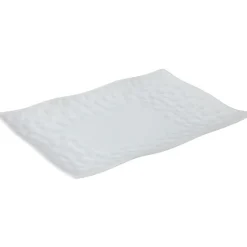 Gifi Assiette à dessert rectangle rebord ondulé martelé porcelaine blanc