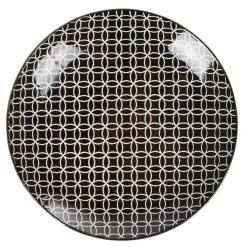 Gifi Assiette à dessert ronde blanche motif géométrique noir