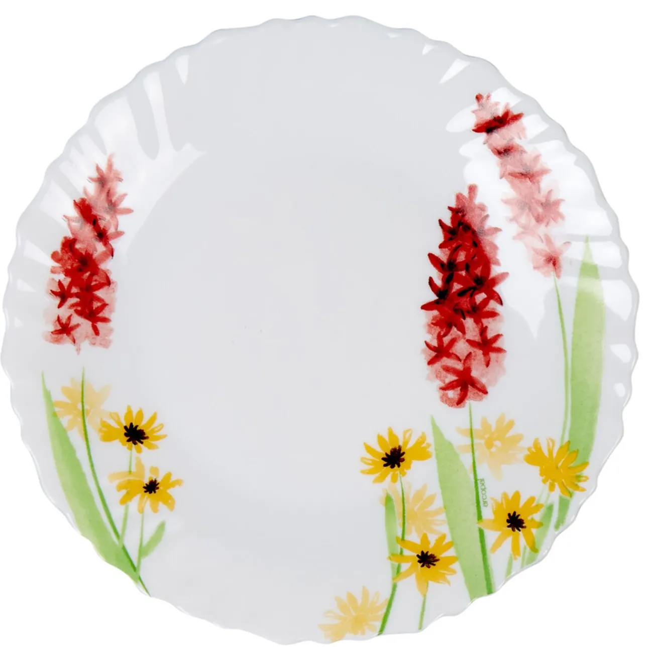 Gifi Assiette à dessert ronde blanche fleur rose Fantine