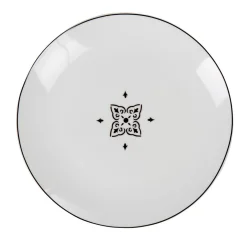 Gifi Assiette à dessert ronde carreaux de ciment blanc noir Dakar