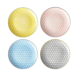 Gifi Assiette à dessert ronde carreau de ciment multicolore x4