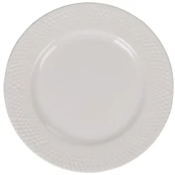 Gifi Assiette à dessert ronde céramique rebord embossé uni blanc