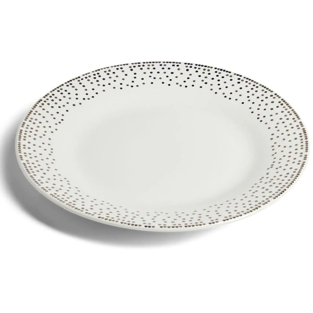 Gifi Assiette à dessert ronde Ø19cm porcelaine pois blanc et doré