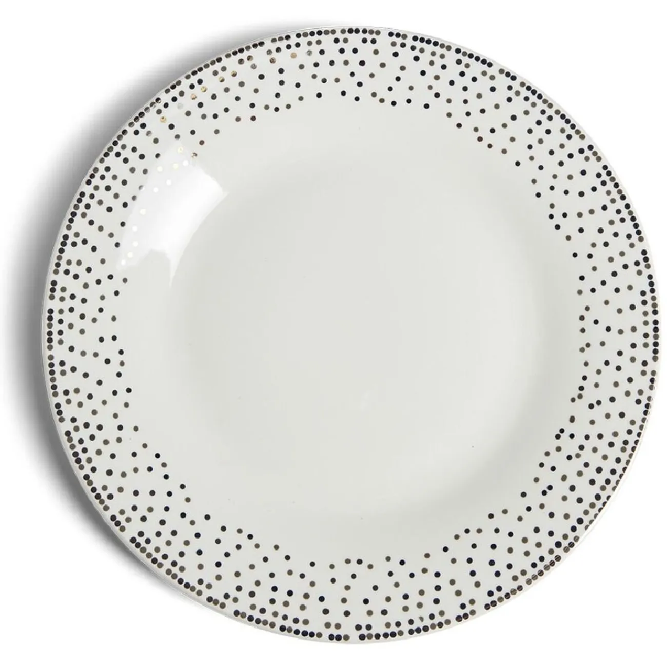 Gifi Assiette à dessert ronde Ø19cm porcelaine pois blanc et doré