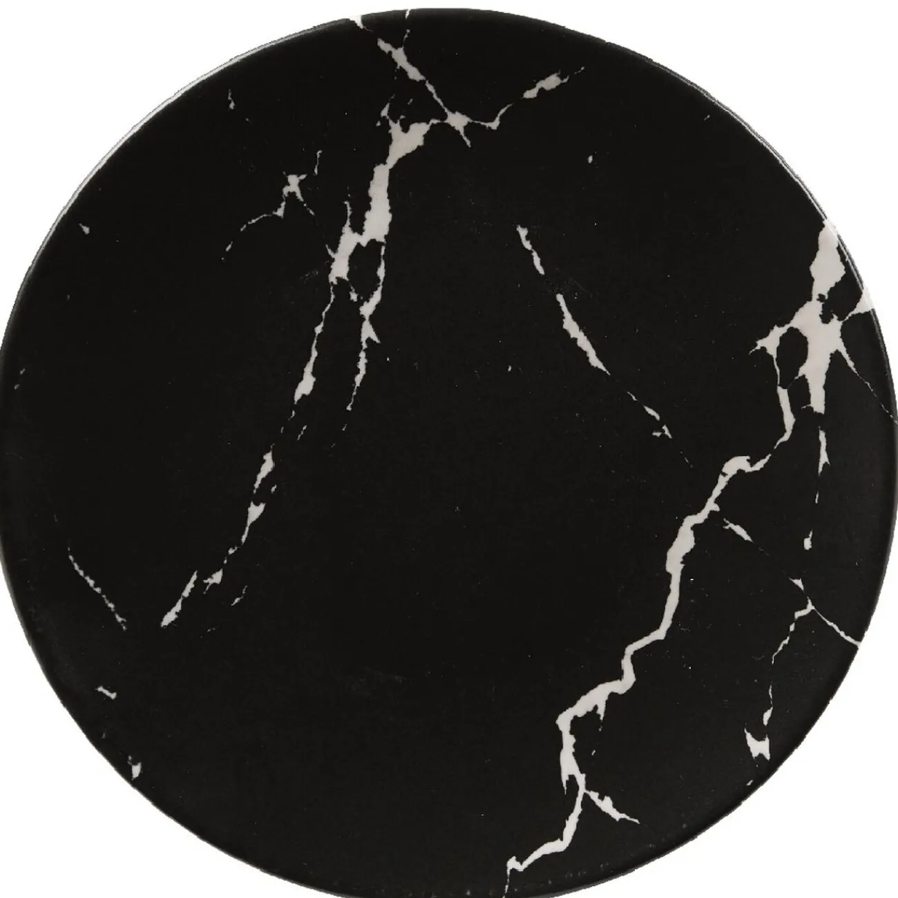 Gifi Assiette à dessert ronde décor marbre noir et blanc