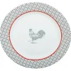 Gifi Assiette à dessert ronde design poule rebord motif triangulaire
