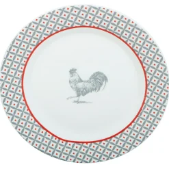 Gifi Assiette à dessert ronde design poule rebord motif triangulaire