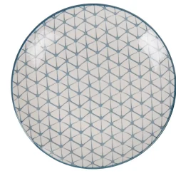Gifi Assiette à dessert ronde motif géométrique bleu Urban