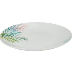 Gifi Assiette à dessert ronde porcelaine feuillage multicolore