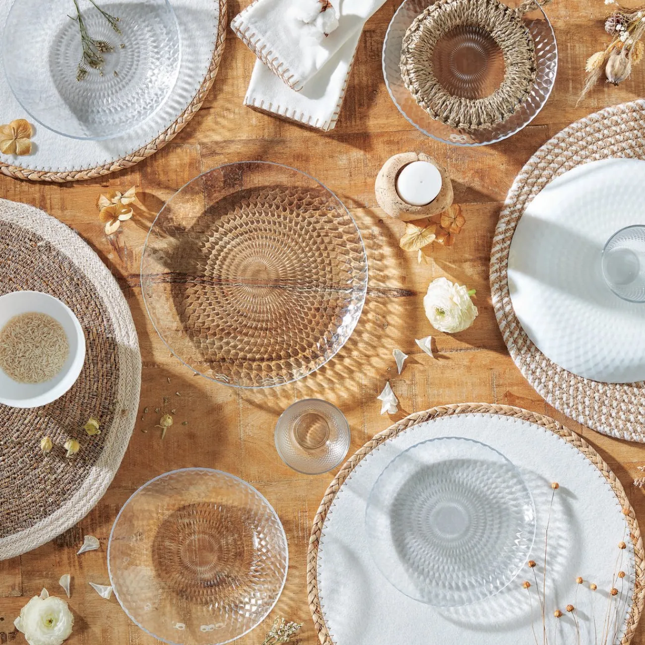 Gifi Assiette à dessert ronde Pampilles blanc transparent Ø 19 cm