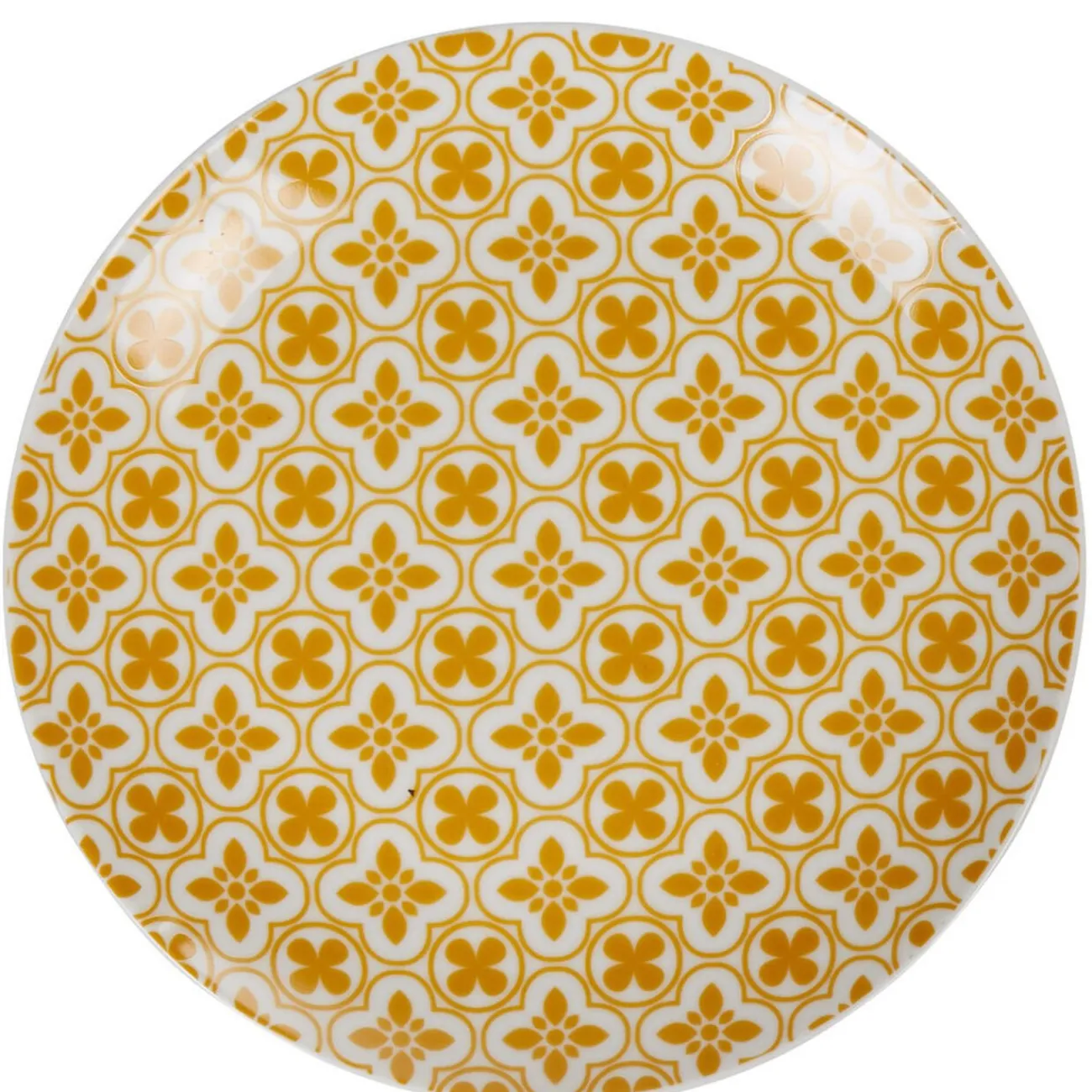 Gifi Assiette à dessert ronde rétro jaune moutarde Dolce Vita