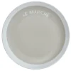Gifi Assiette à dessert taupe contour blanc inscription Le marché