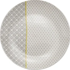 Gifi Assiette à dessert Zanzibar motif géométrique blanc et gris