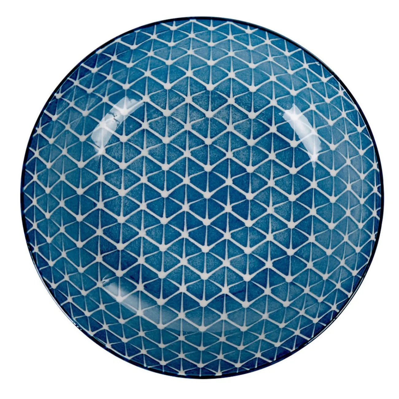 Gifi Assiette creuse bleue motif grillagé blanc Urban