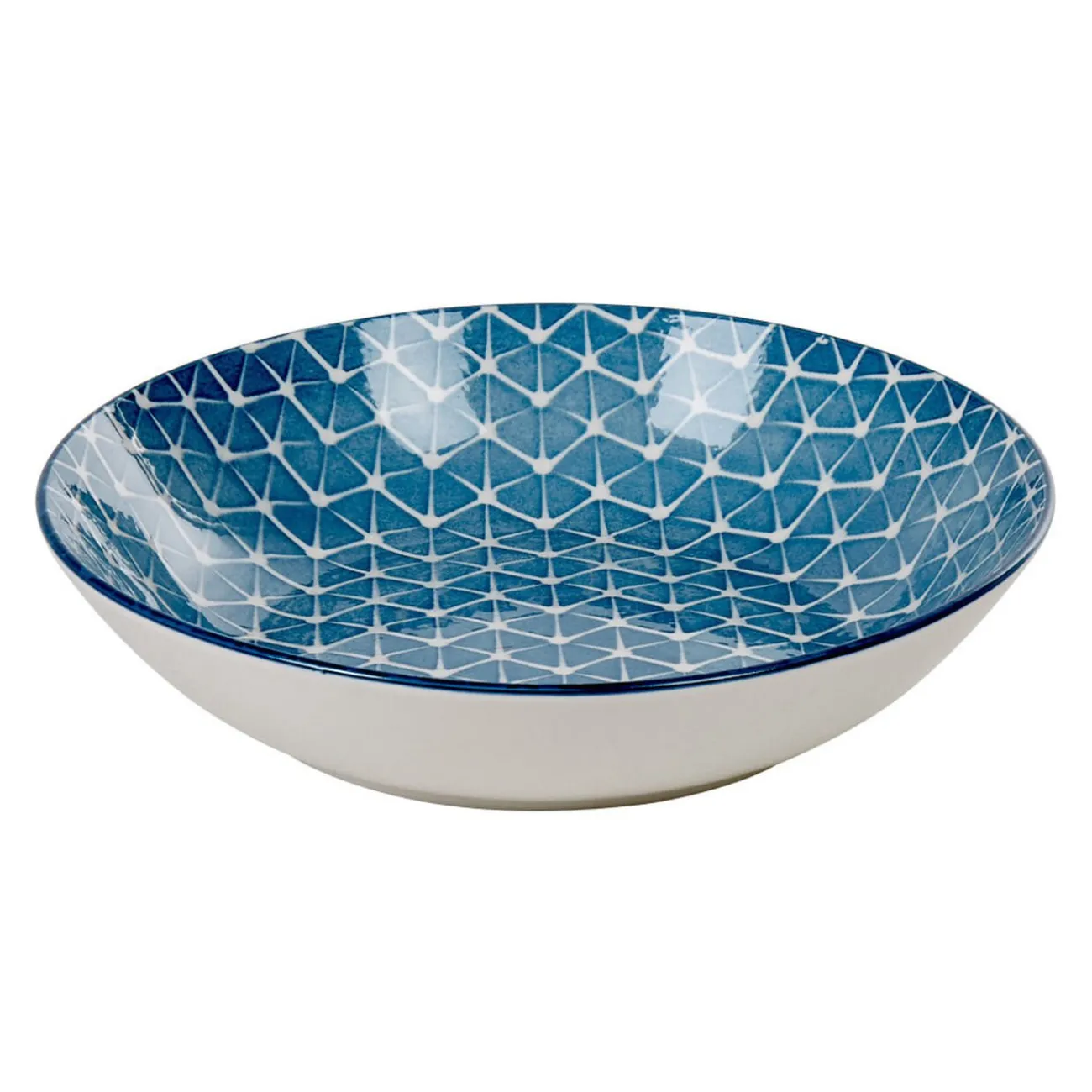 Gifi Assiette creuse bleue motif grillagé blanc Urban