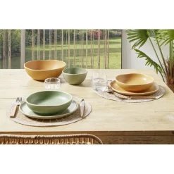 Gifi Assiette creuse en faïence vert Ø20xH4cm