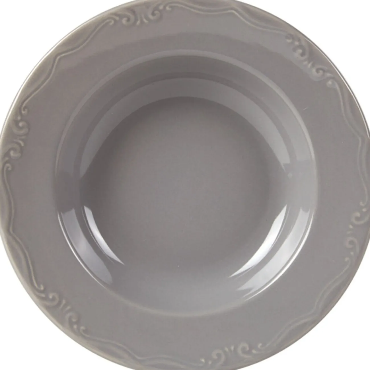 Gifi Assiette creuse grise festonnée