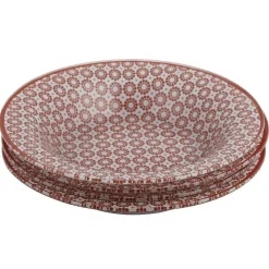 Gifi Assiette creuse Micro blanc et rouge fleurs à pois x4