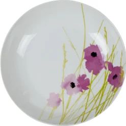 Gifi Assiette creuse ronde blanche motif pavot violet