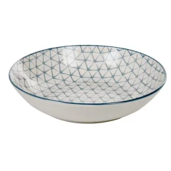 Gifi Assiette creuse ronde blanche motif géométrique bleu Urban