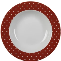 Gifi Assiette creuse rouge et blanc design coeurs
