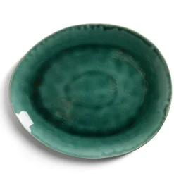 Gifi Assiette décore plate grès vert Ø28,5x24cm
