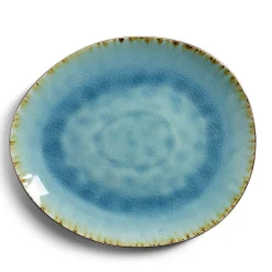 Gifi Assiette décore plate grès vert Ø28,5x24cm