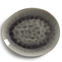 Gifi Assiette décore plate grès vert Ø28,5x24cm