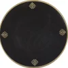 Gifi Assiette de présentation ronde noire motifs médaillon doré
