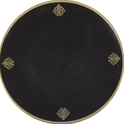 Gifi Assiette de présentation ronde noire motifs médaillon doré