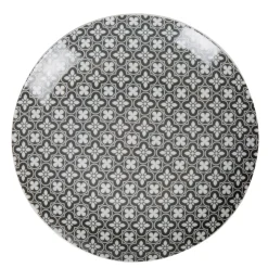 Gifi Assiette grise avec motif fleur blanche Dolce Vita