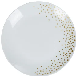 Gifi Assiette plate blanche bordure à pois doré