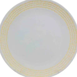 Gifi Assiette plate blanche contour grains de riz jaunes