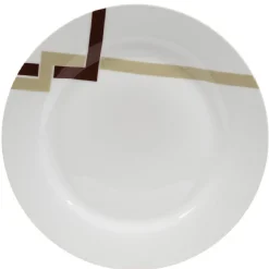 Gifi Assiette plate blanche décor lignes