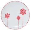 Gifi Assiette plate blanche décor flocons rouges