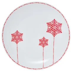 Gifi Assiette plate blanche décor flocons rouges