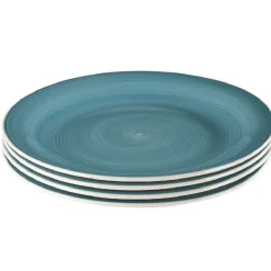 Gifi Assiette plate bleu effet spirale x4