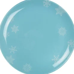 Gifi Assiette plate bleue design flocon