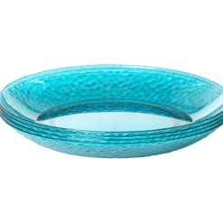 Gifi Assiette plate bleue martelé x4