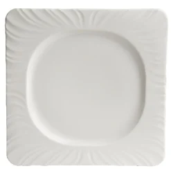 Gifi Assiette plate carrée blanche avec intérieur rond Feston