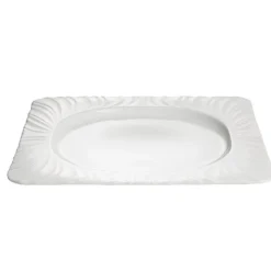 Gifi Assiette plate carrée blanche avec intérieur rond Feston