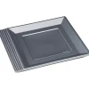 Gifi Assiette plate carrée gris foncé en plastique réutilisable x6